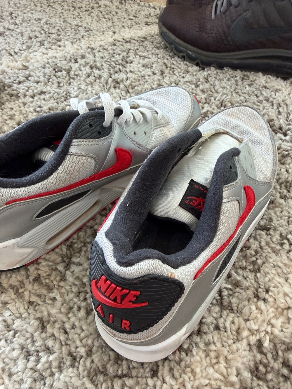 Nike Gray and Red Running Sneakers